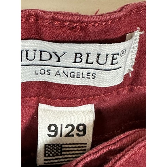 Judy Blue Super Flare Jeans Sz 9/29 Burgundy Stretch Western Raw Cuffed Hem - Picture 4 of 6